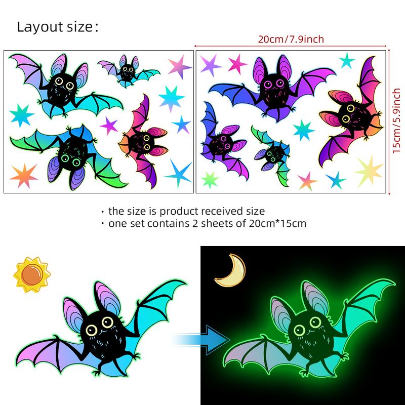 Glow In The Dark Halloween Wall Stickers - 6PCS Ghost Bat Spider Fluorescent Decals For Home Party Decor (20x15cm)_voghion.com