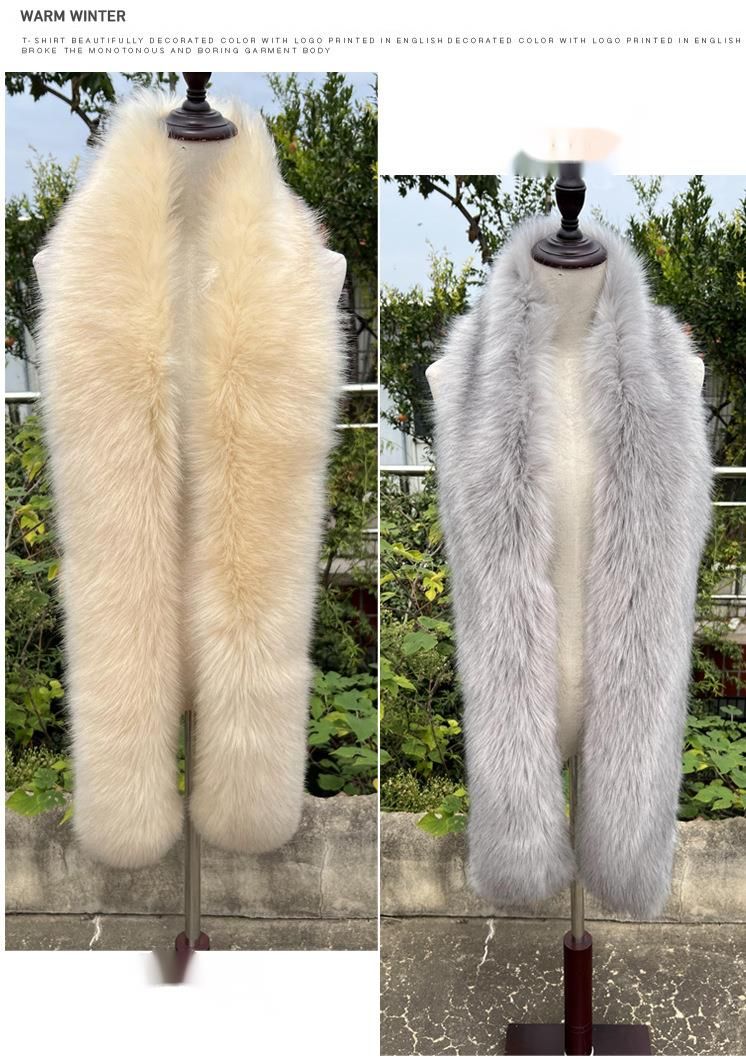 Vielseitiger langer Schal mit Fuchs-Waschbär-Motiv, warmer Pelz-Nackenwärmer für Damen im Winter_voghion.com