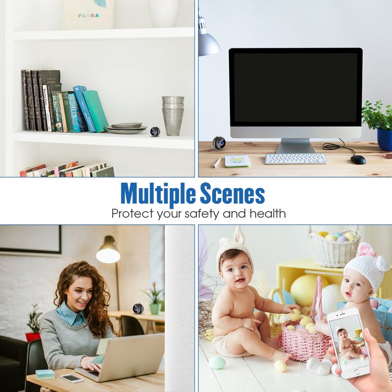 Cameră mini W8 HD 1080P cu viziune nocturnă, supraveghere video cu baterie, Wifi, cameră inteligentă pentru casă (negru)_voghion.com