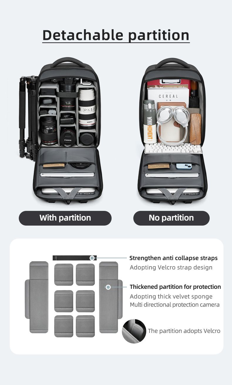 Sac à dos étanche pour photographie, trépied, étui pour objectif, accessoires pour appareil photo reflex Nikon/Canon/Sony, compatible avec ordinateur portable 15 pouces_voghion.com