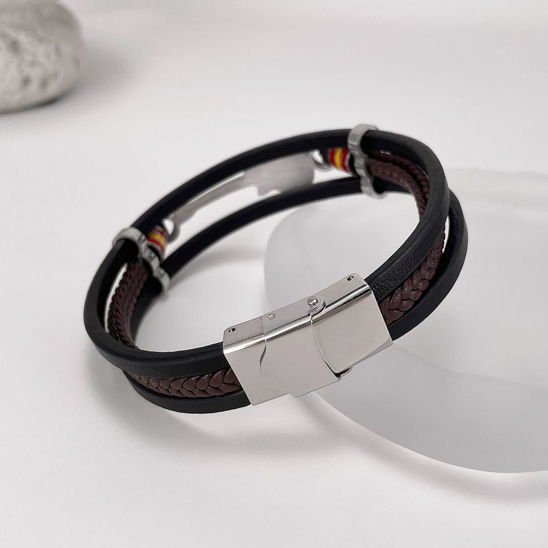 Men's Jewelry Punk Leather Bracelet Men's Guitar Bracelet Multi Layer Braided Bracelet Leather Rope Gift For Boyfriend_voghion.com