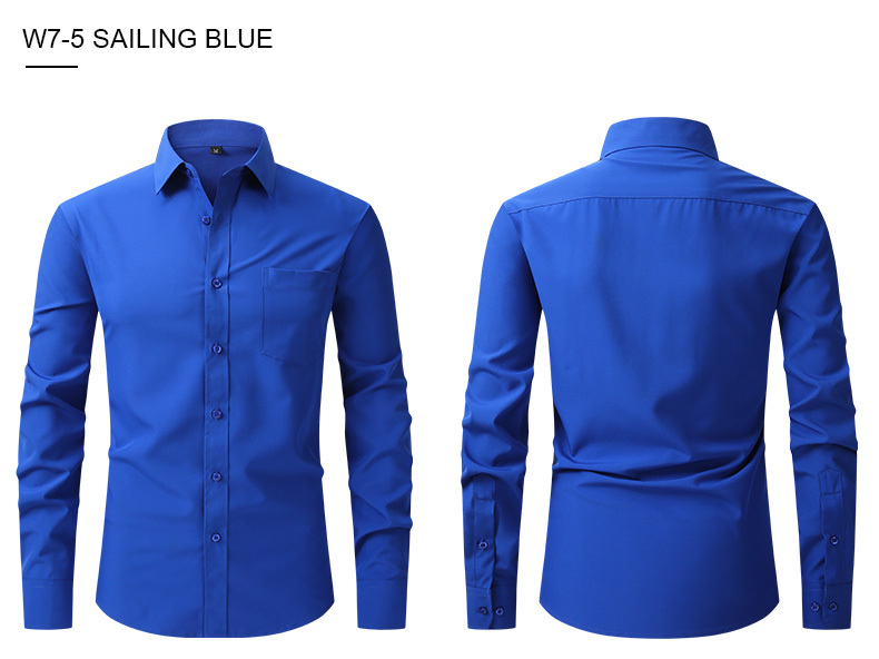 Camicia elasticizzata su quattro lati, da uomo, stile business casual, a maniche lunghe, camicia professionale da uomo_voghion.com
