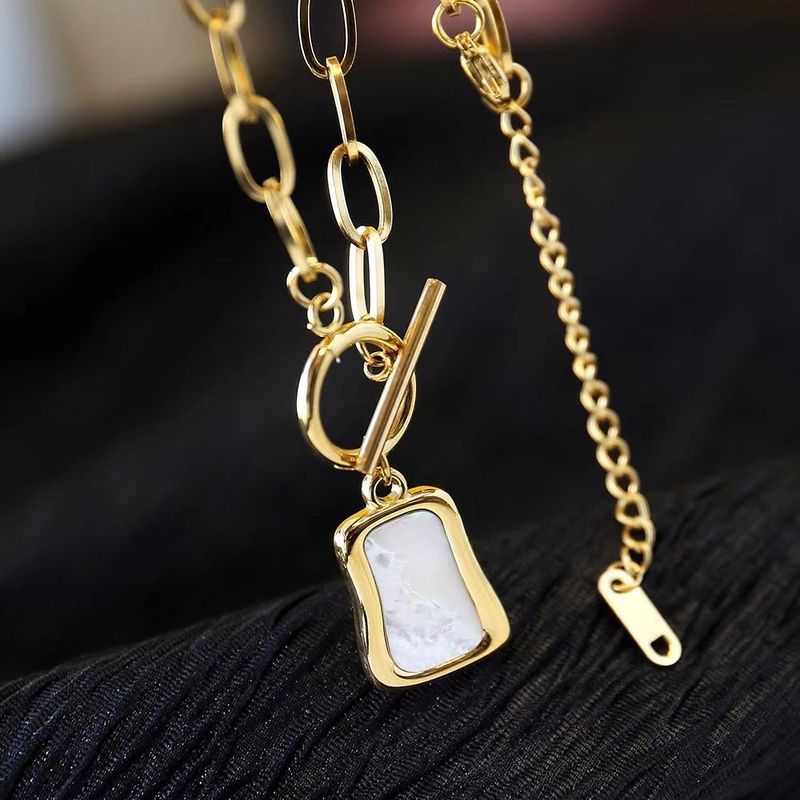 Collana con fibbia OT in madreperla irregolare, stile europeo e americano, semplice e alla moda transfrontaliera_voghion.com