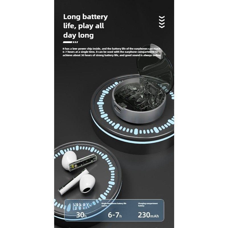 Neues, transparentes, fensterbares, echtes kabelloses Halb-In-Ear-Bluetooth-Headset aus Metall mit superlanger Akkulaufzeit_voghion.com