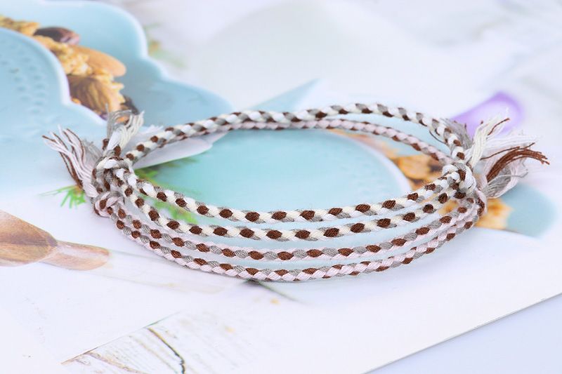 Neues, einfaches Armband mit Sicherheitsschnalle und viersträngigem, farbigem Handseil, Wenwan-Faden, handgewebtes rotes Seilarmband_voghion.com