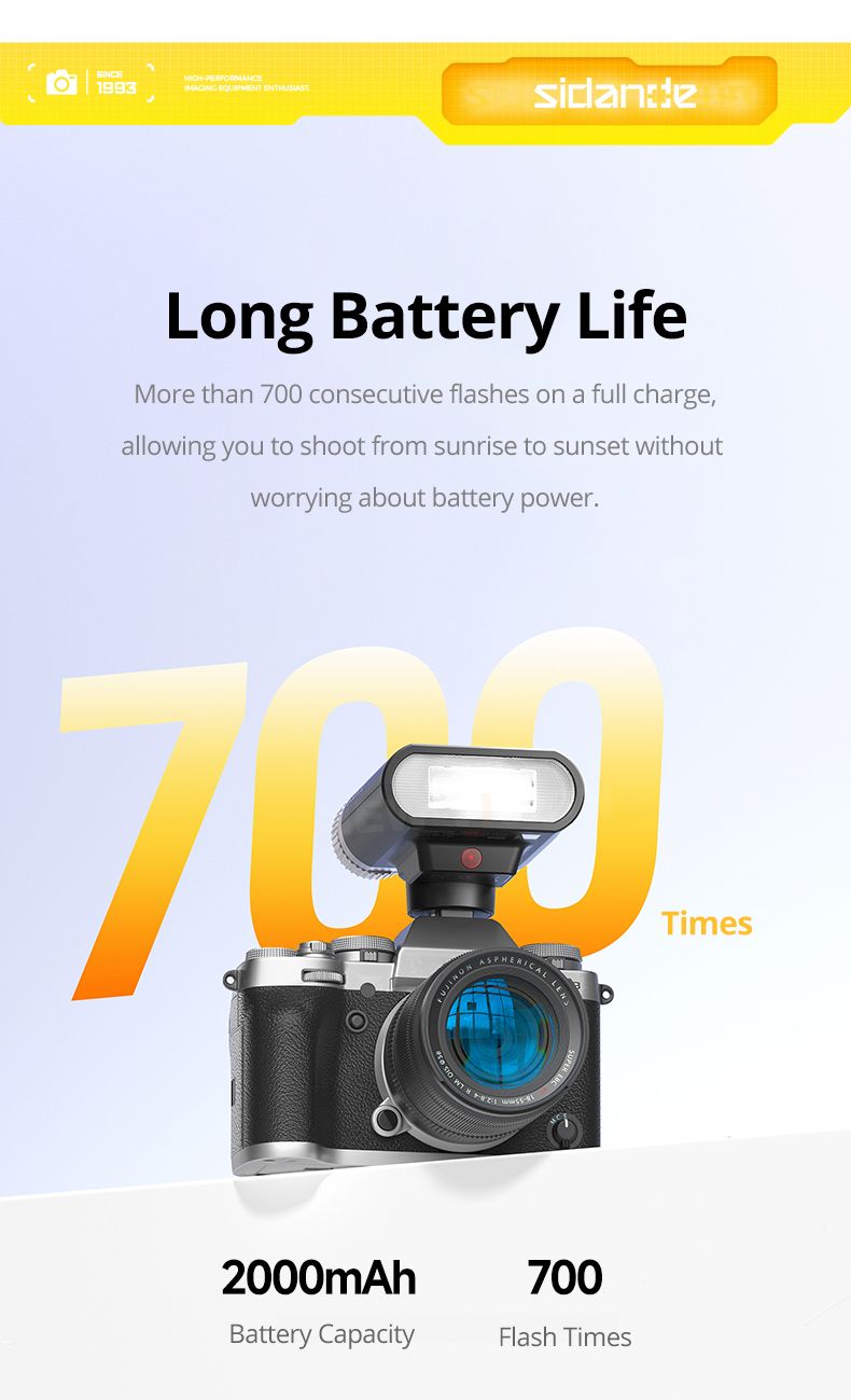 SIDANDE S01 Draagbare G16 Hoge Helderheid 10W Snel Opladen 2000mAh Lange Batterijduur Universele Camera Flitser_voghion.com