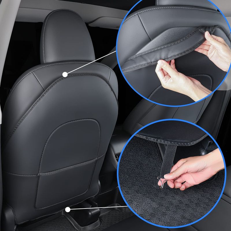 Per Tesla Y Juniper Model 3 Highland 2017-2025 Coprisedili posteriori 2 pezzi Tappetini protettivi in pelle resistenti all'usura_voghion.com