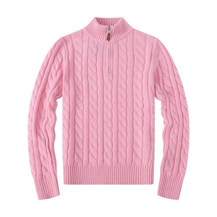 Men's Clothing Sweater Half High Zipper Sweater Business Polo Bottoming Shirt Cable Sweater_voghion.com