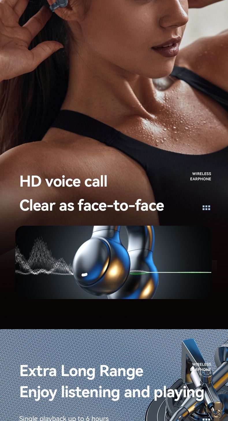 Nowy bezprzewodowy zestaw słuchawkowy Bluetooth M47 z klipsem na ucho, sportowy wyświetlacz cyfrowy, długa żywotność baterii, zestaw słuchawkowy Bluetooth 5.3 do biura, muzyka_voghion.com