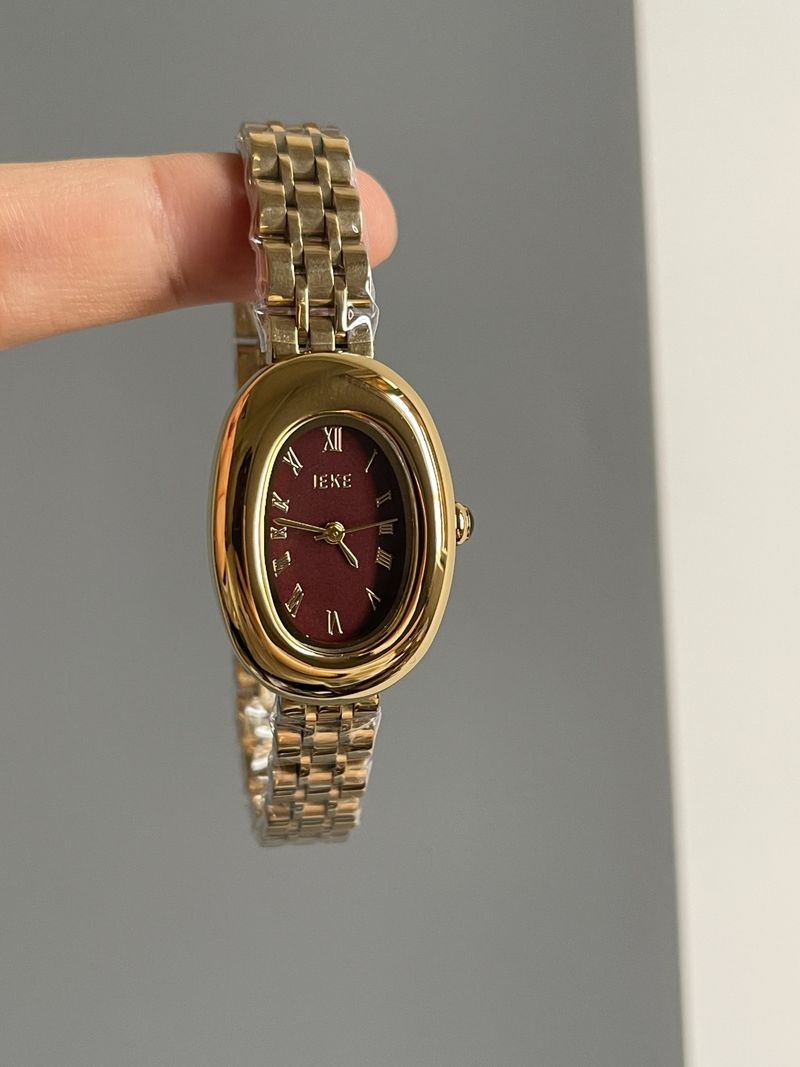 Relógio de quartzo feminino IEKE estilo vintage com pulseira de metal e aço, leve e moderno, com toque sofisticado, em promoção_voghion.com