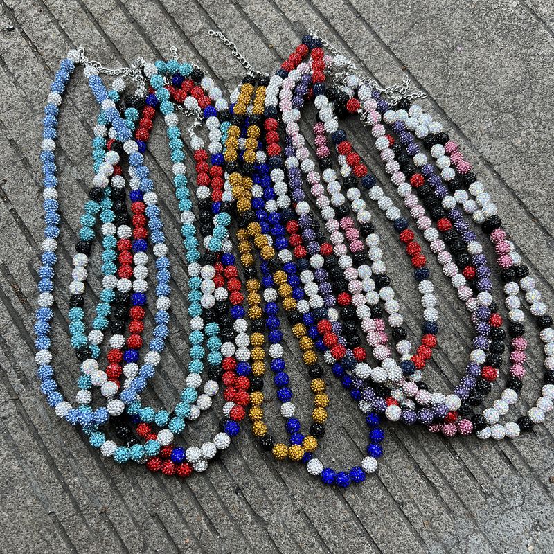 Collana da baseball per uomo e donna - Collana con ciondolo in cristallo scintillante hip hop con strass multicolore, design a 6 file di diamanti, catena regolabile_voghion.com