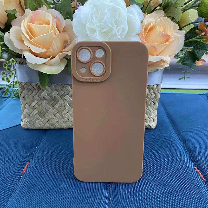 Prosty, jednolity temperament w kolorze kawy odpowiedni do iPhone'a 14 ProMax Apple 13 telefon 12 etui miękkie_voghion.com