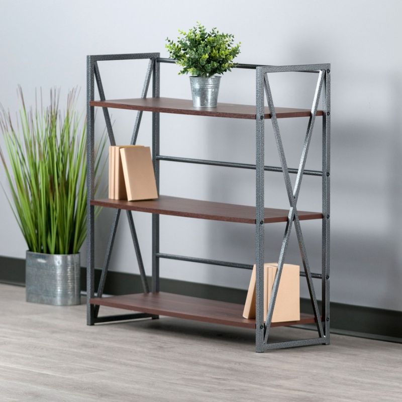 Isa Walnut Graphite 3Tier Shelf;_voghion.com