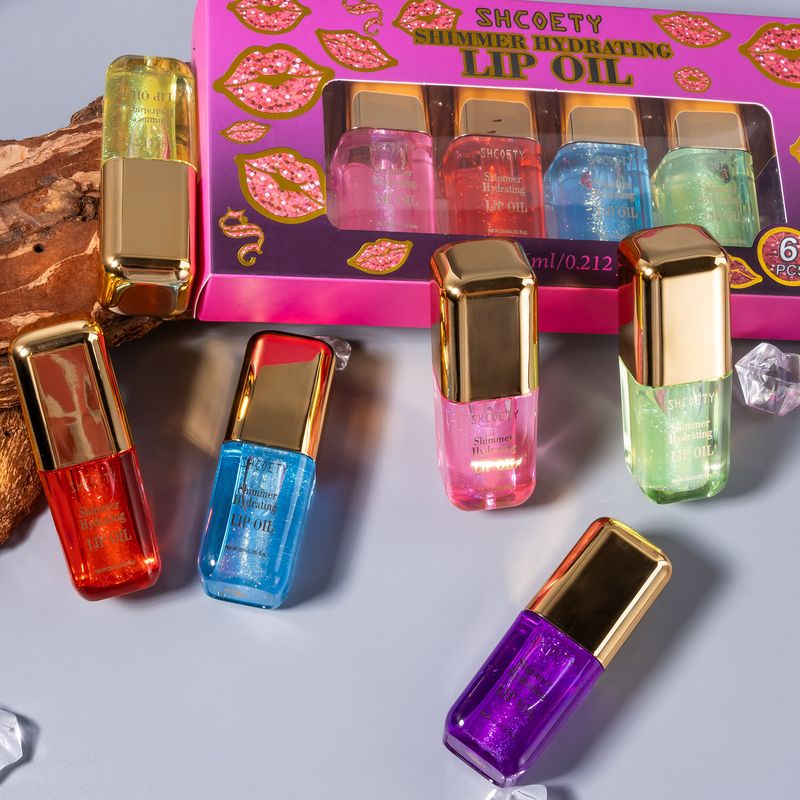 SHCOETY 6-Piece Minty Mirror Lip Oil Set - Hydrating, Long-Lasting & Non-Stick - Plumping Gloss For Dewy Lips_voghion.com
