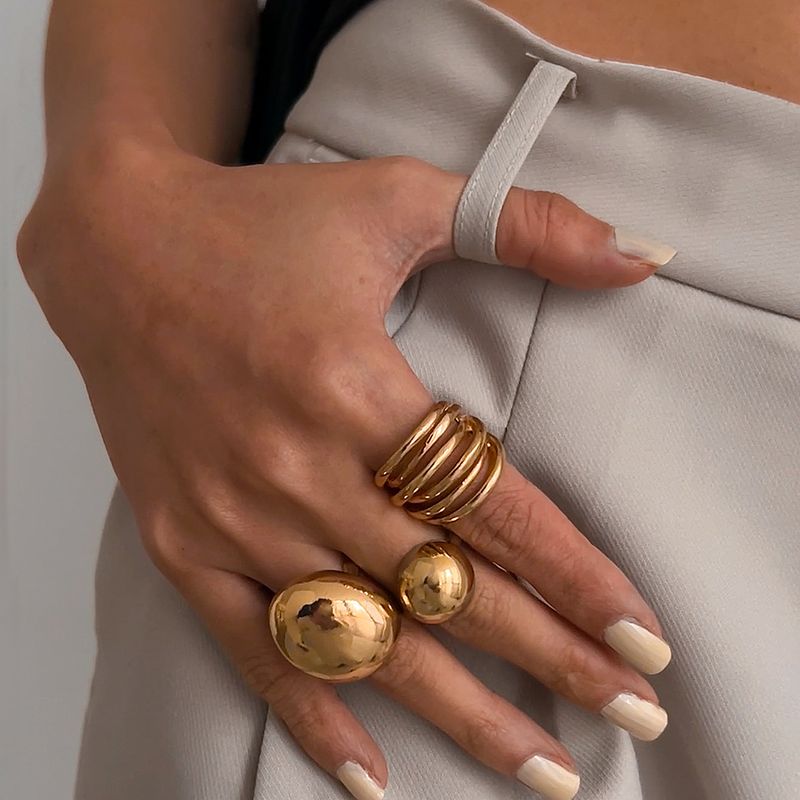 Irregular Smooth Open Jewelry Geometric Metal Style Lava Line Rings_voghion.com