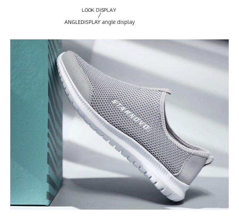 Double Star Summer Breathable Comfortable Mesh Men's Sneaker Slip-on Lightweight Old Beijing Cloth Shoes_voghion.com