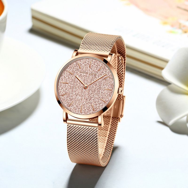Women's Elegant Waterproof Watch With Quartz Movement, Stainless Steel Band, Mineral Crystal Glass, 30M Water Resistance_voghion.com