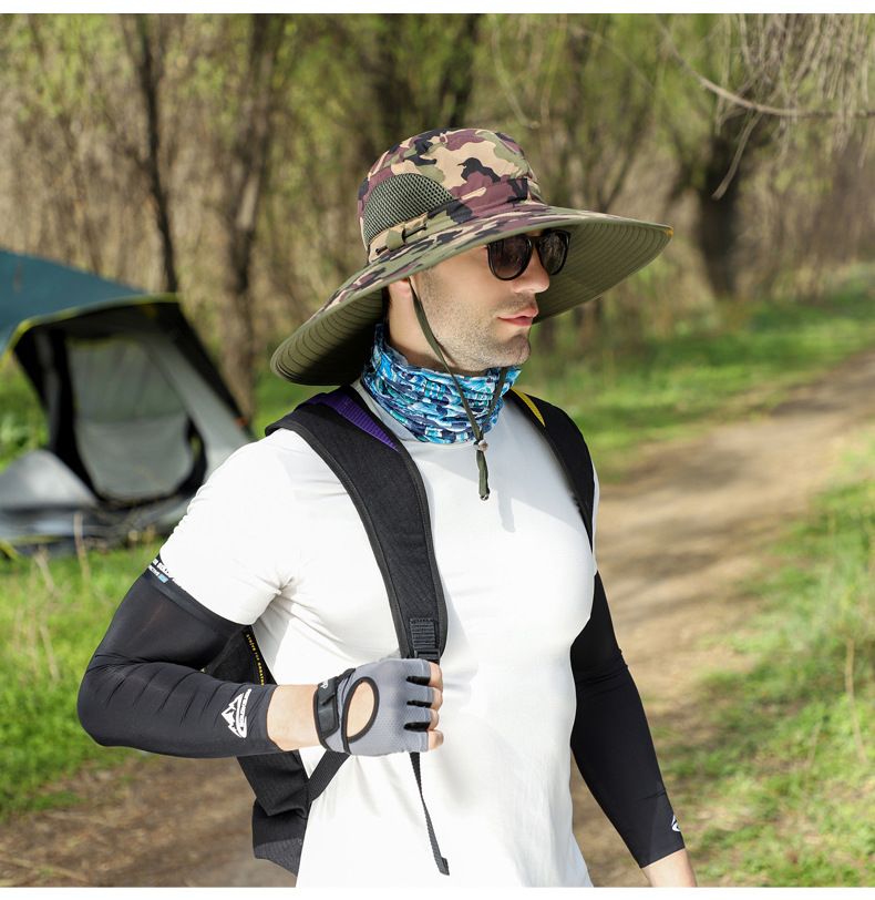 12CM Sun Protection Hat For Men To Cover Their Face Insect And Sand Proof Outdoor Hiking Large Brim Sun Protection Fisherman Hat For Women_voghion.com