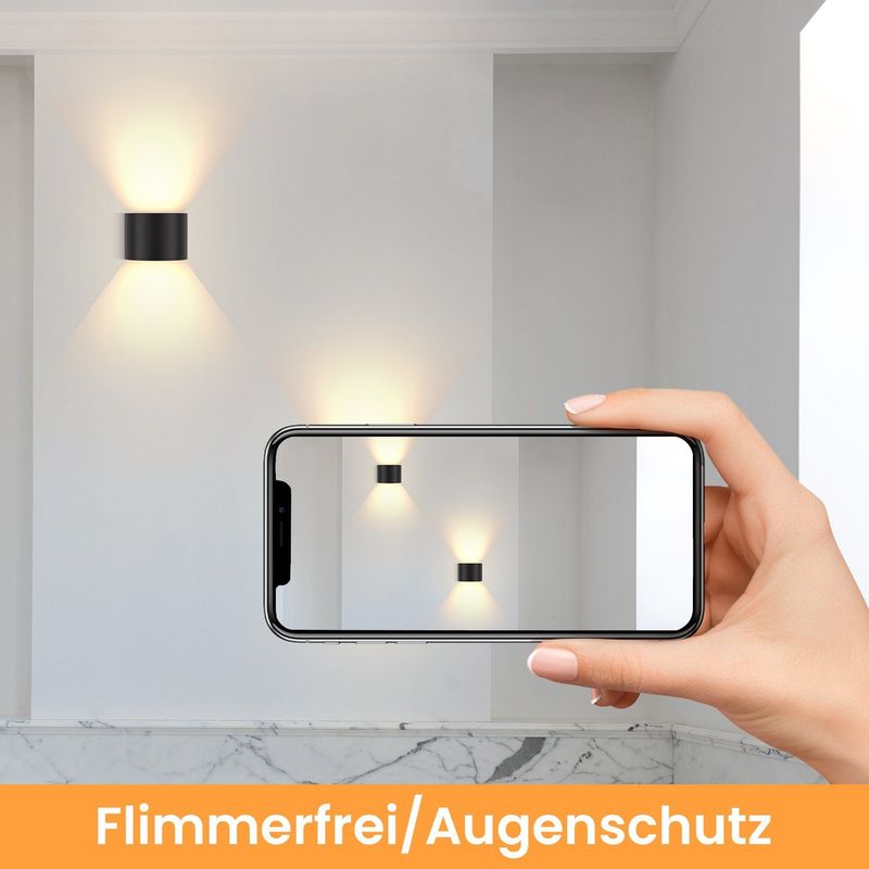 Glitzerlife LED Wandleuchte Innen Wandlampe - Aussenlampe Schwarz Wandbeleuchtung Aussen 5W Up Down Außenleuchte IP65 Wandstrahler 3000K Warmweiß Außenbeleuchtung_voghion.com