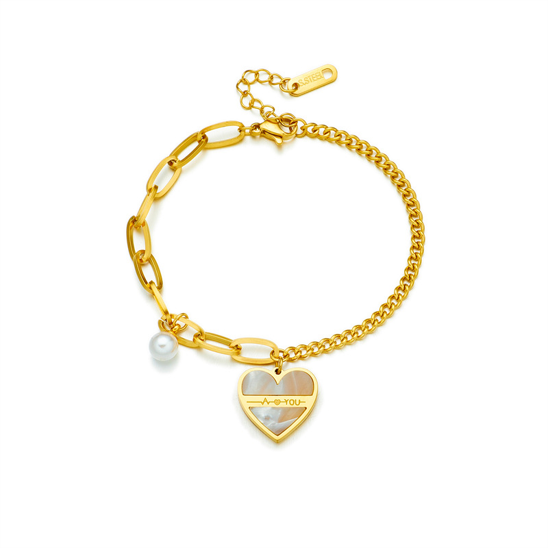European And American Cross-border Niche Design Fashionable High-end Retro Irregular Titanium Steel Chain Pearl Love_voghion.com