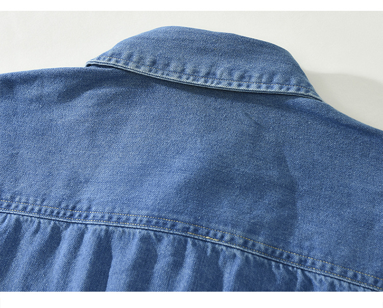 6719 camicia casual a maniche lunghe in denim da uomo # 039; camicia giapponese con utensili retrò sciolto cappotto da uomo # 039; una generazione._voghion.com