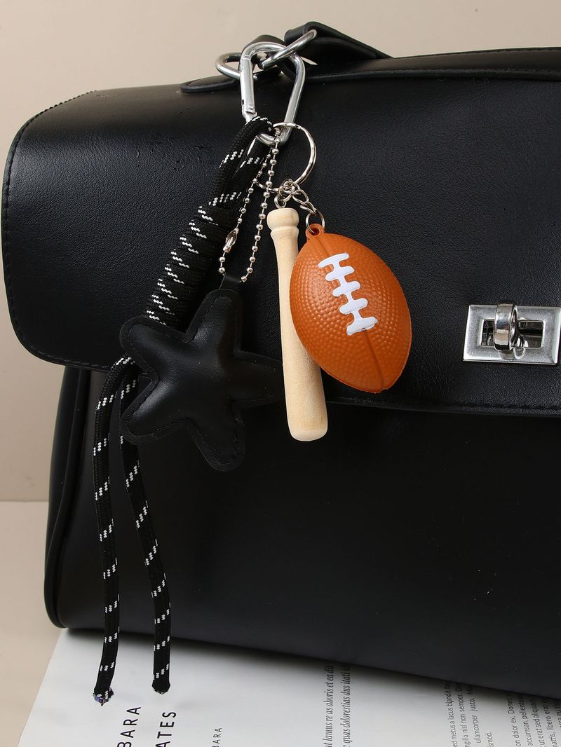 Handmade PU Leather Star Keychain Bag Charm - Camera & Football Design, Trendy DIY Accessory For Bags, Keys & More_voghion.com