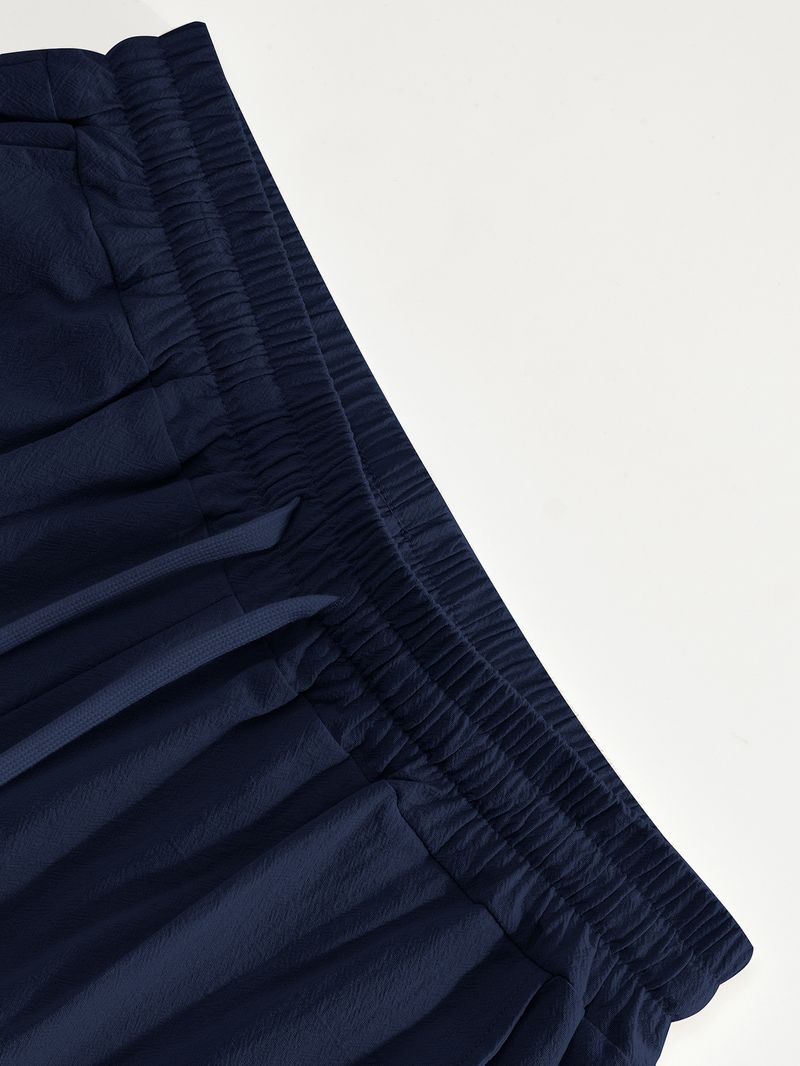 Four Seasons Cotton And Linen Casual Cuffs Multi Pocket Drawstring Solid Color Loose Large Size Trousers_voghion.com