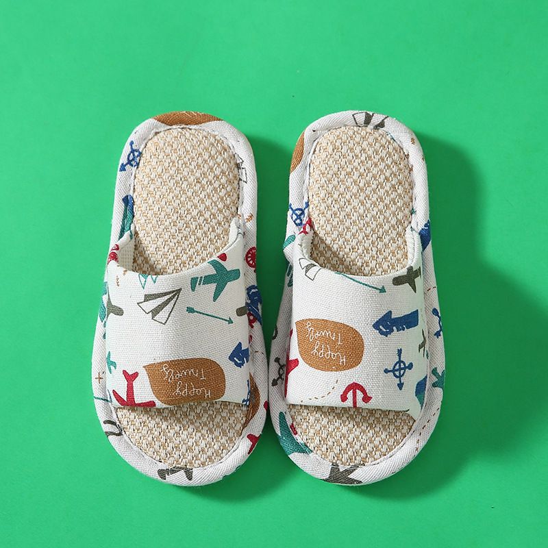 Nuove pantofole in lino per bambini, per la famiglia di tre genitori e figli, per interni ed esterni, primavera/estate, con cartoni animati per l'asilo_voghion.com