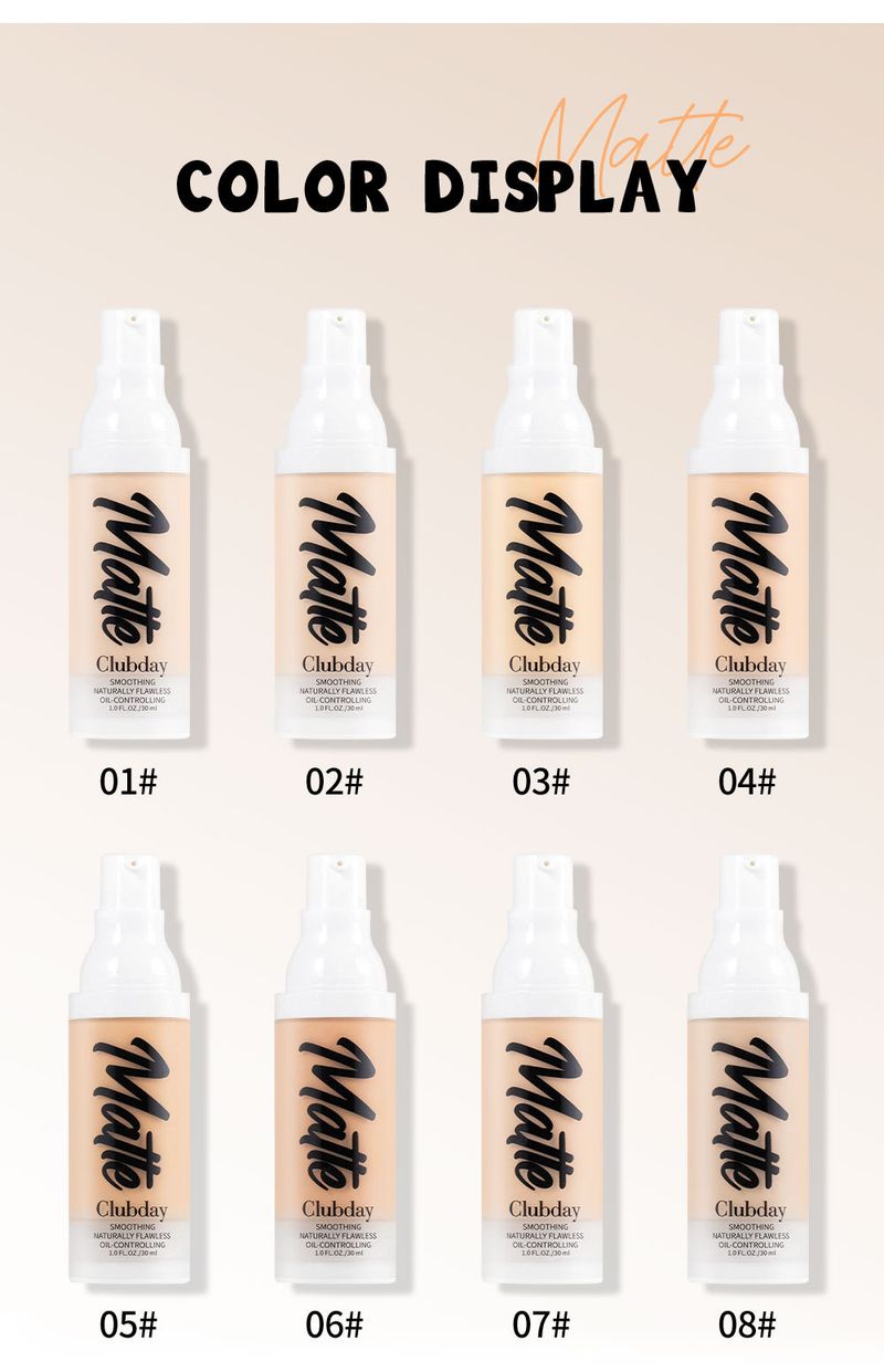 Base de maquillaje Clubday de 8 colores, corrector para marcas de acné, larga duración, resistente al agua, control de grasa, base líquida_voghion.com