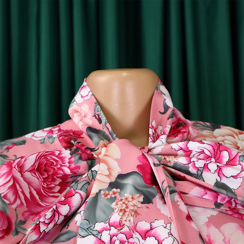 Dameskleding herfst en winter losse grote maten casual bedrukte shirts met lange mouwen wijde pijpen broeken cross border tweedelige set_voghion.com