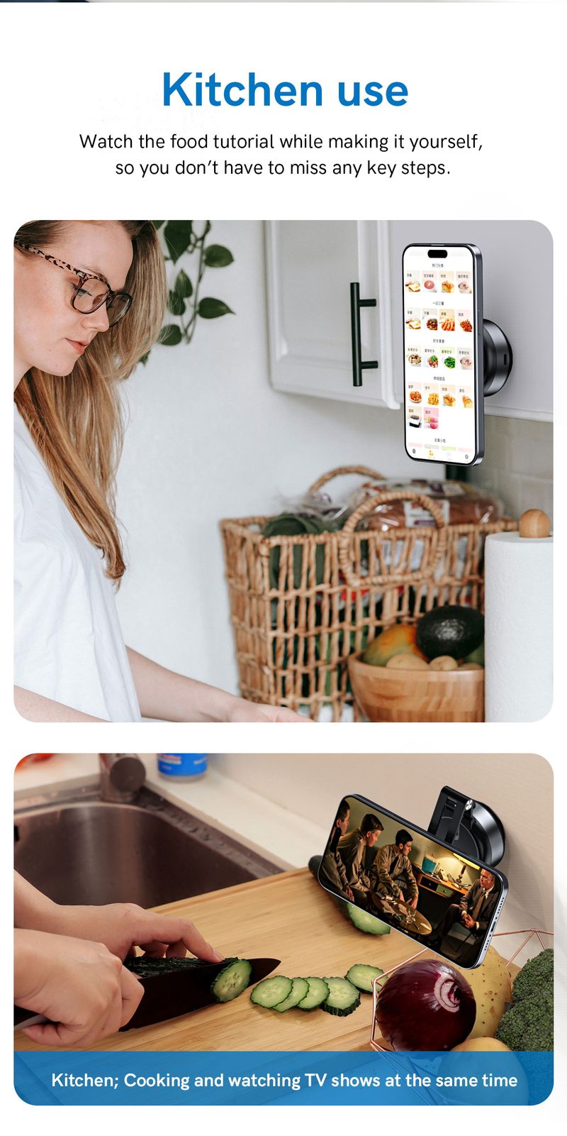 Car Phone Holder Electric Vacuum Suction Cup Telescopic Strong Magnetic Adsorption Bracket For Gym Kitchen Stand Compatible With IPhone_voghion.com