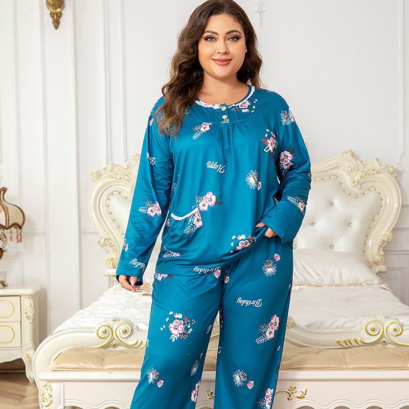 2025 New Women's Plus Size Sleeve Long Pants Homewear Set TEMY_voghion.com