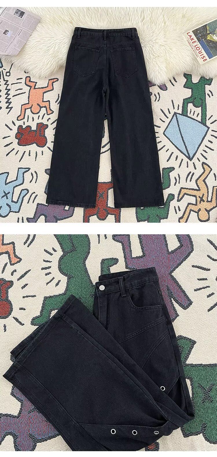 2024. gada American Wide Jeans vīriešu pavasara un rudens modes zīmola brīvas, taisnas kājas, ikdienas, garas bikses._voghion.com