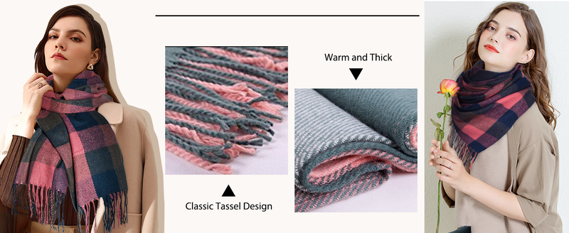 YSense Women's Long Plaid Blanket Scarf Chunky Oversized Winter Fall Warm Big Tartan Scarves Wrap Shawl Ladies Gifts_voghion.com