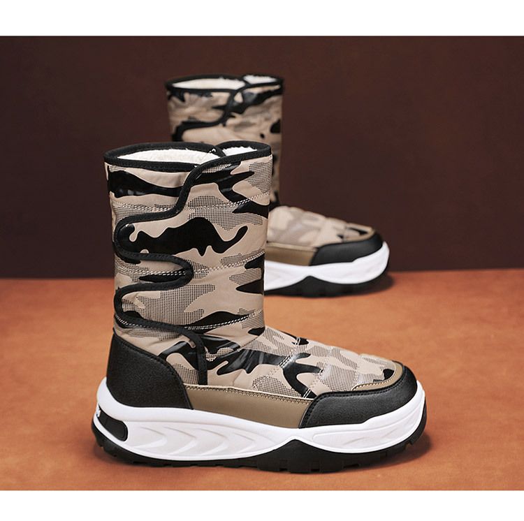 Men's Winter Snow Boots - Waterproof Thermal Insulated Slip-Resistant Hiking Boots With Fleece Lining & Hook-and-Loop Closure_voghion.com