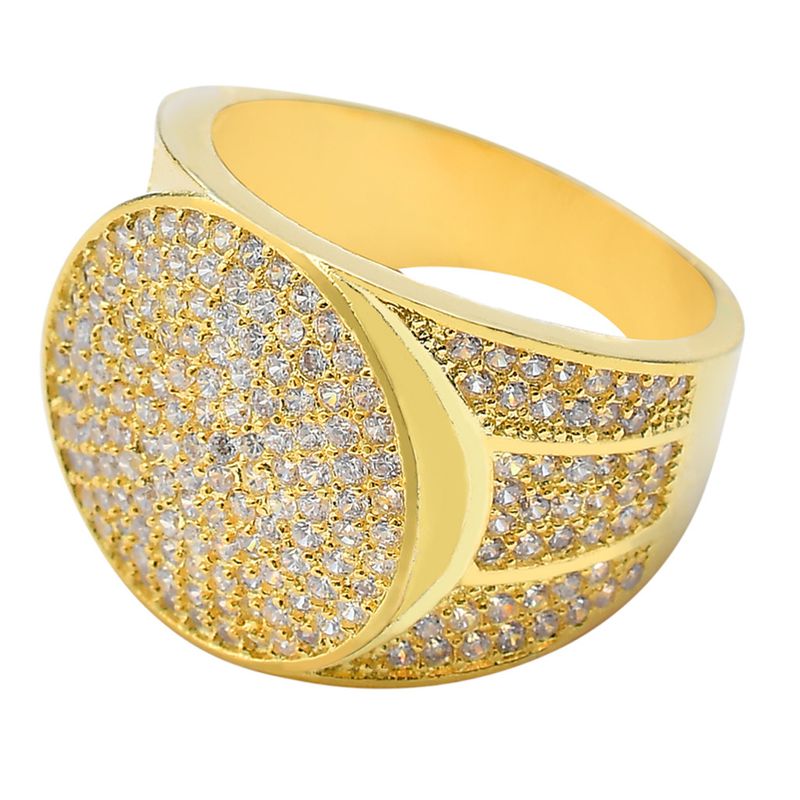 Echter galvanisierter, mikroeingelegter Zirkonia-Hip-Hop-Hiphop-Herren-Goldring_voghion.com
