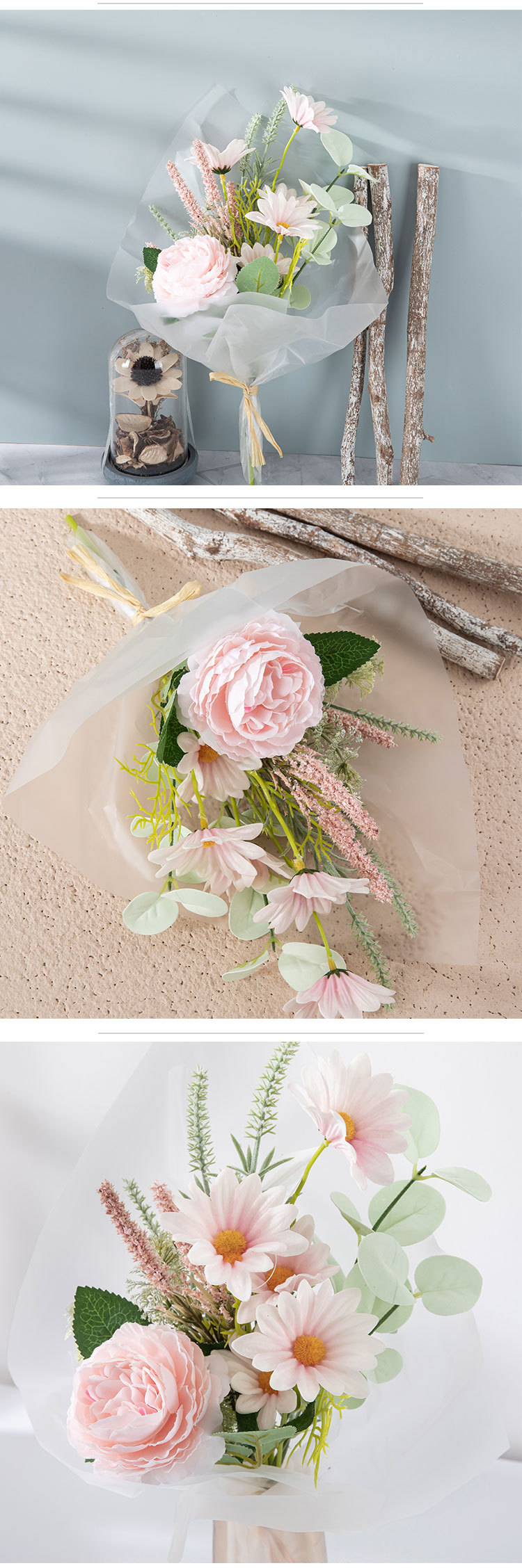 Künstliche Blumenessenz-Notizen, Heimdekoration, Blumen, Kunstblumen-Design, Hochzeitsstrauß, Wanddekoration, Rosen, CF01228_voghion.com