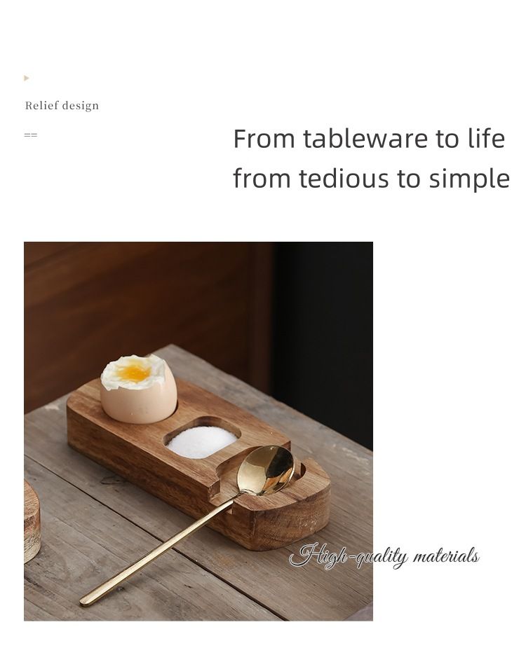 New Acacia Wood Tray Eggshell Egg Puncher Cup Holder Rack_voghion.com