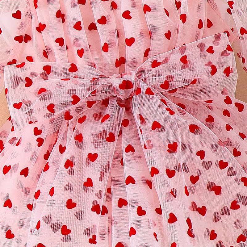 Baoshi Clothing Spring and Autumn New Newborn Children's Love Mesh Harper with Headwear Set_voghion.com