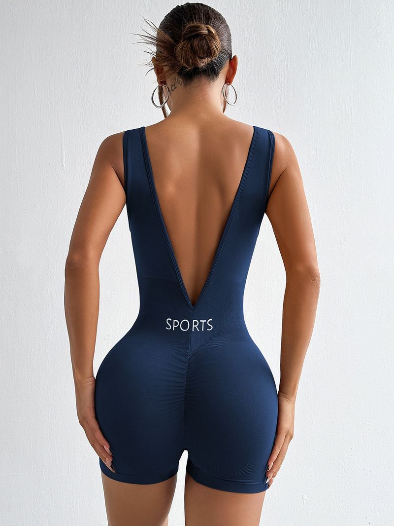 Vêtements pour femmes, combinaison de yoga taille V profonde, vêtements de fitness moulants et courts, vêtements de sport une pièce_voghion.com