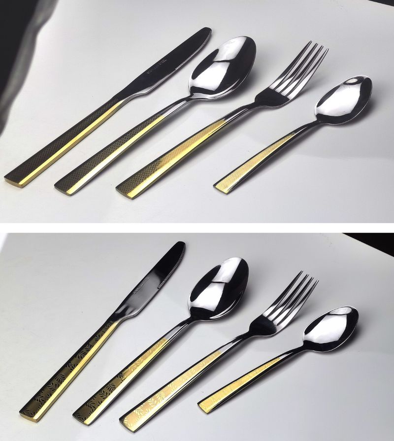 Set di posate in acciaio inossidabile con manico Ins Style, coltello da bistecca occidentale, cucchiaio da dessert, forchetta_voghion.com