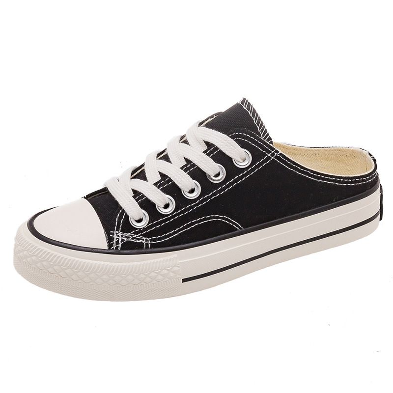 Halbanhänger Canvasschuhe für Damen im Sommer 2023, schlanke und einfache Casual Student Instagram ohne hintere Ferse, ein_voghion.com