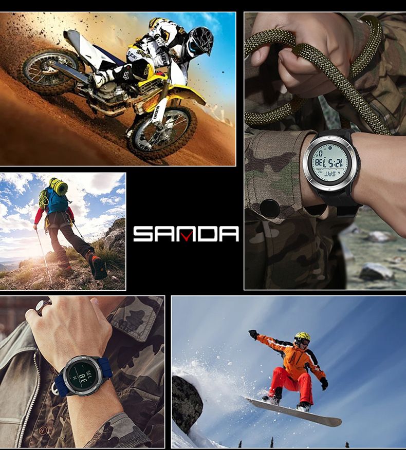 Digitale Sportuhr für Herren und Damen mit Kompass, Metronom, Schrittzähler, doppelter Zeitzone, Nachtlicht, wasserdicht bis 50 m, Silikonarmband_voghion.com