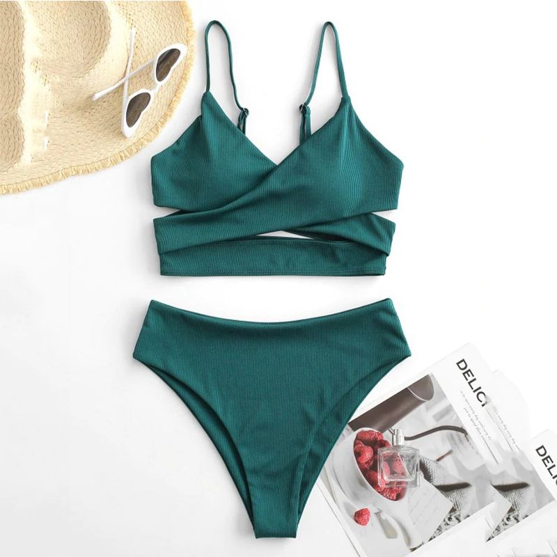 Costume da bagno bikini sexy in pizzo tinta unita 2024_voghion.com