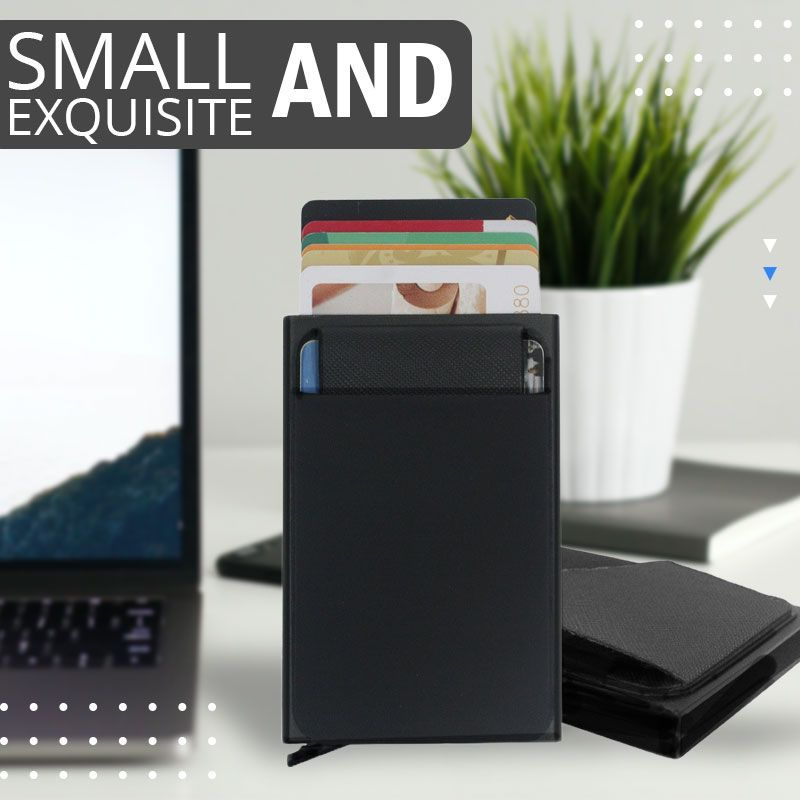 Rfid Smart Carta di credito Halter Metal Slim Pop Up Minimalistischen Männer Briefschen Schwarz Männlichen Geldbörse Geld_voghion.com