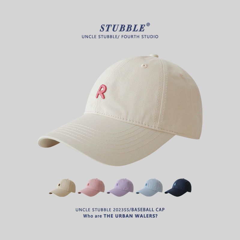 Cappellino da baseball R Label - Originale design a becco d'anatra con tesa larga e parte superiore morbida, cappello da sole con protezione UV per l'estate (cinturino regolabile)_voghion.com