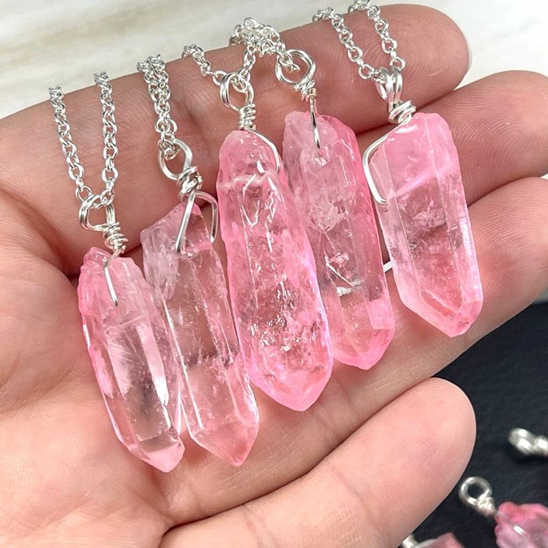 Necklaces Chakra Rainbow Point Natural Quartz Pendant Necklace_voghion.com