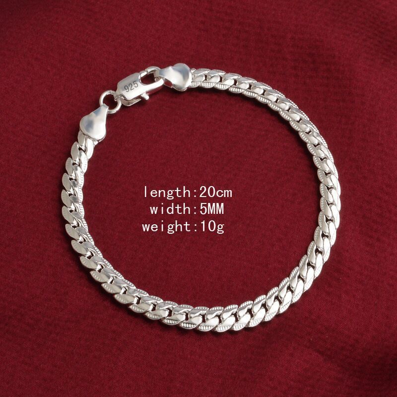 Silver Plated Side Bracelet For Men Women, Korean And Japanese Style, Unique Cool Hip-Hop Ins Niche Simple Design 5MM_voghion.com