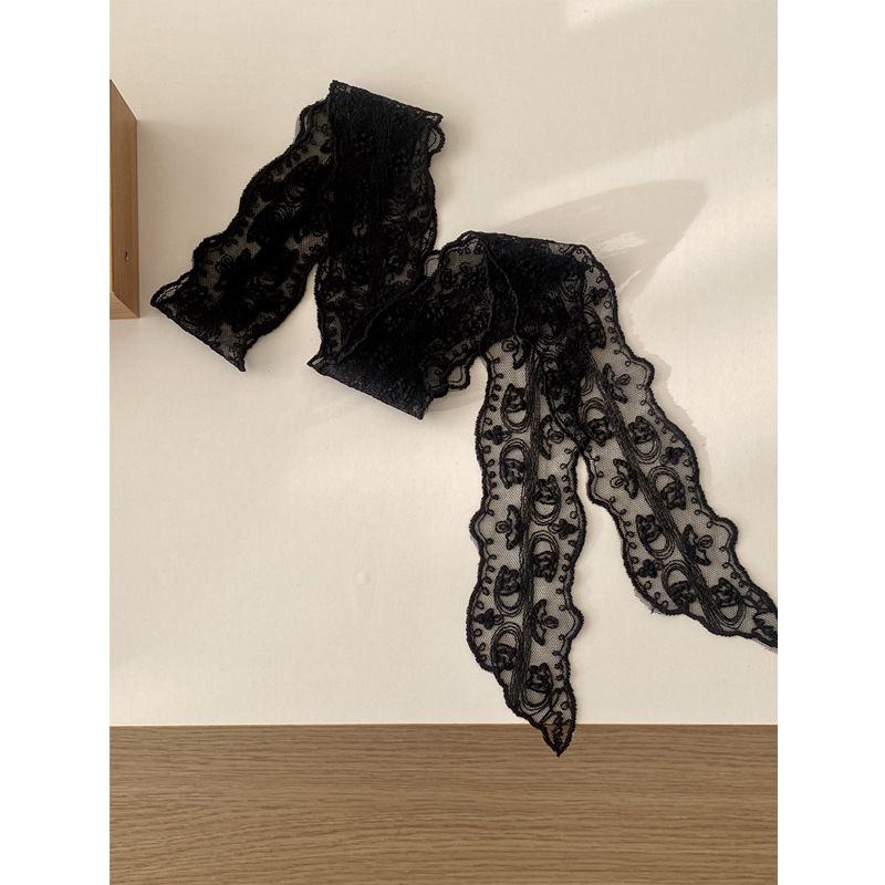 25 Spring Summer New Heavy Lace Trim Ribbon Korean Style Embroidered Flower Narrow High-d Long Thin Neck Scarf For_voghion.com