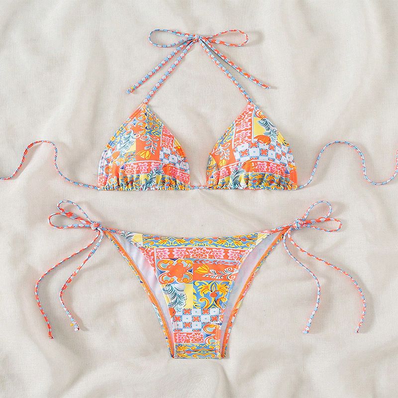 Nuovo costume da bagno bikini sexy con lacci e stampa da donna, costume da bagno da spiaggia per donna, costume da bagno primaverile_voghion.com